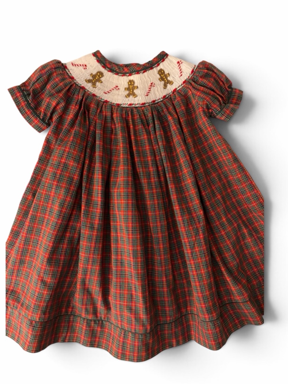 Royal Child Plaid Gingerbread Man Christmas Holiday Dress EUC 3M